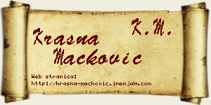 Krasna Mačković vizit kartica
